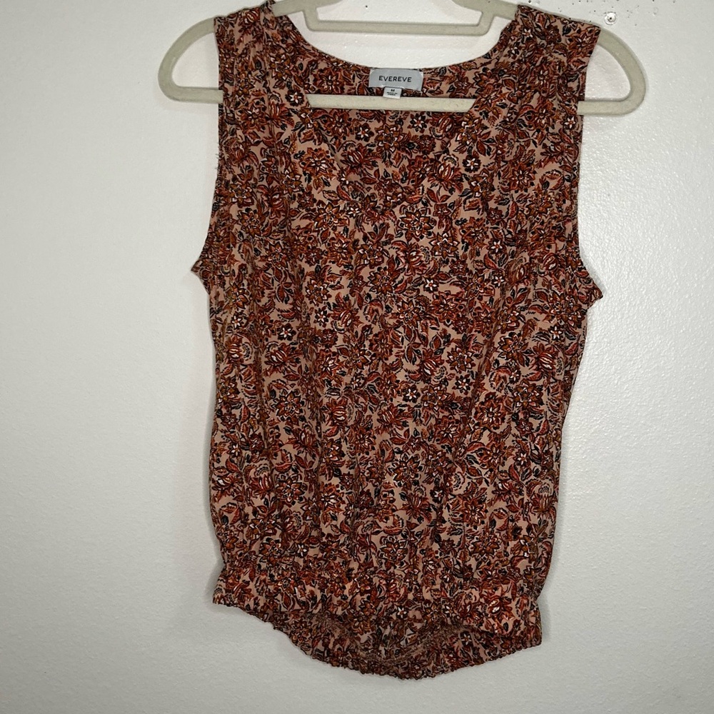 Evereve pink and orange paisley print Vneck sleeveless top